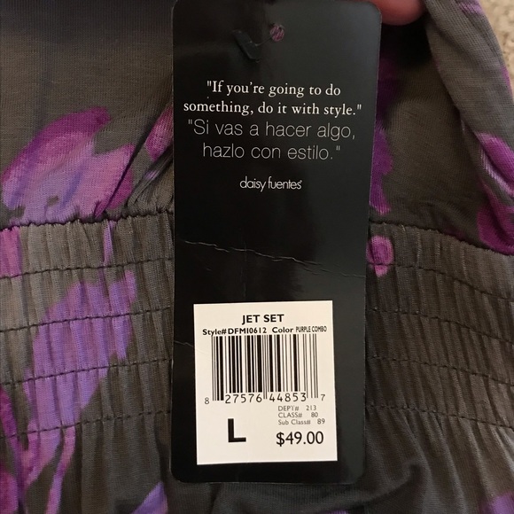 DAISY FUENTES Jet Set floral midi faeriecore retro print dress purple L NWT - Picture 6 of 8